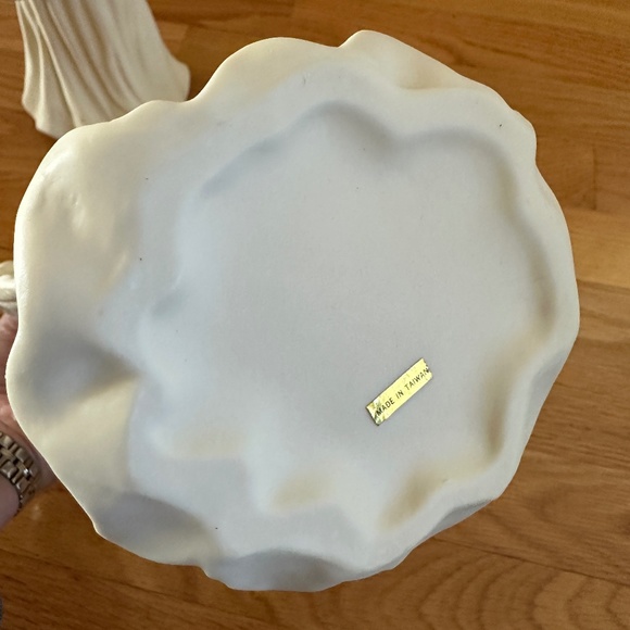 Lillian Vernon Angel Playing Mandolin Lute Candle Holders 10" Pair White #1816 - Picture 7 of 16